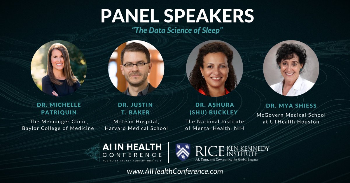 Drs. Michelle Patriquin,  Justin Baker, Shu Buckley, and Mya Shiess will dive into "The Data Science of Sleep" on October 10th at #AIHC23 to uncover how #Sleep quality can impact your #MentalHealth and mitigate health issues.

Claim your seat at  aihealthconference.com.