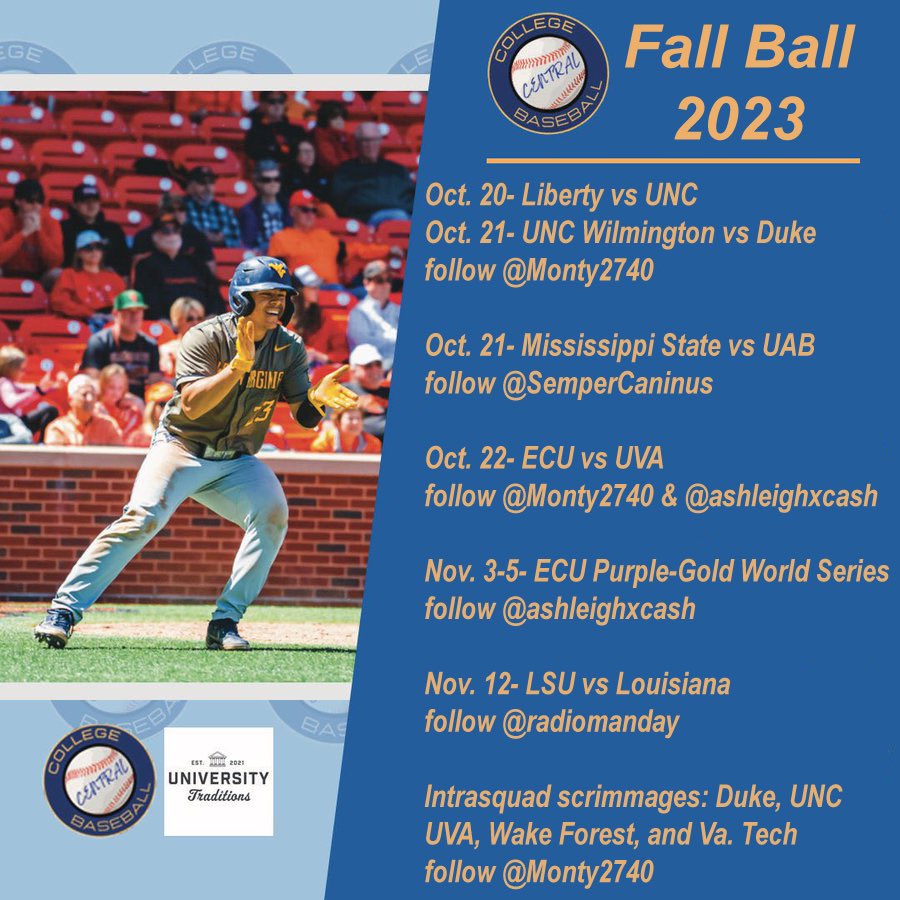 SemperCaninus's tweet photo. .@CollegeBaseCNT celebrates #FallBall2023 with coverage across the country the next 6 weeks. Check for the staff member to follow and hear from @HailStateBB players Nate Dohm and David Mershon as they begin the “Goat vs Cheese World Series” this afternoon: https://t.co/FvoBbrwQTE https://t.co/vPsssqN0D9
