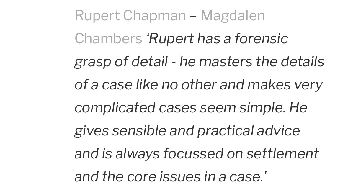 Always a pleasure to read nice things said about you! Thanks to the clients and to the team <a href="/MagdalenLawyers/">Magdalen Chambers</a> #Legal500