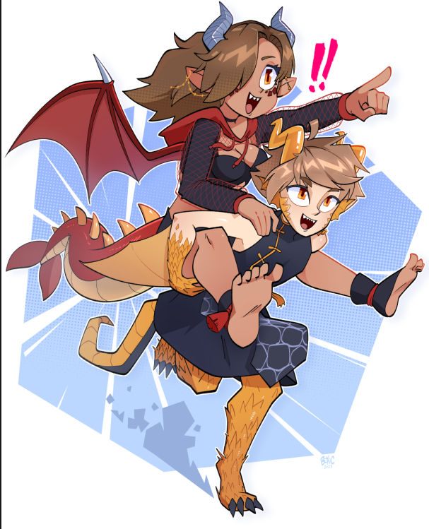 ProbsDani's tweet image. “let’s go over there!!! Woah!”
Ty @GoldieWygorn got getting art with me :&amp;gt;

 🎨 = @/BoxicFunk 

#probsart #WyvernsHorde