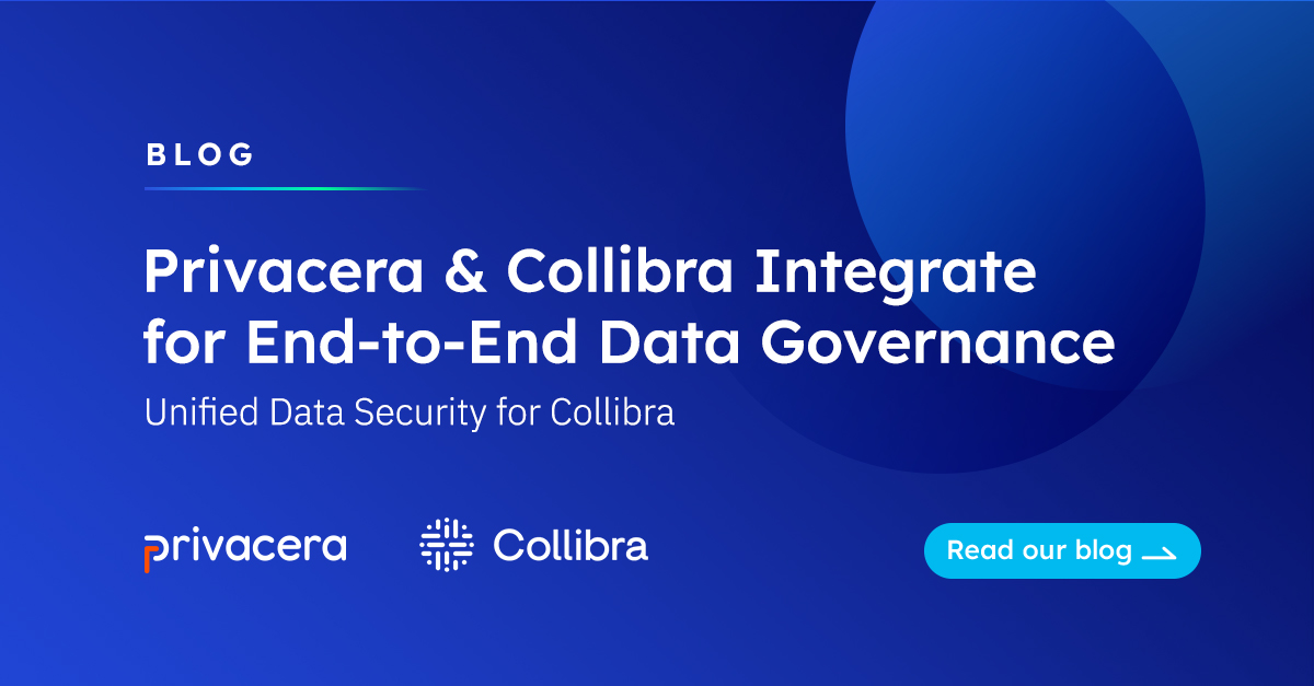 privacera's tweet photo. The #Privacera & @collibra integration combines 2 world-class systems to deliver a complete, unified #compliance solution.
Explore end-to-end #DataGovernance for #DataStewards, #DataManagers, Internal/External Auditors and more: https://t.co/J8kVJKNIQn
#DataSecurity https://t.co/kDGoEvVkcX