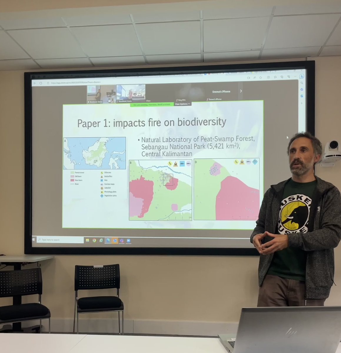 gsecolife's tweet photo. A fantastic session today ran by @ConScienceExet listening to talks on the impacts of fire and toxic haze on primates from @BNF_Intl , and how local ecological knowledge contributes and is essential for our understanding of behaviour, feeding ecology and much more from Chloe! https://t.co/hcnd3CXElW