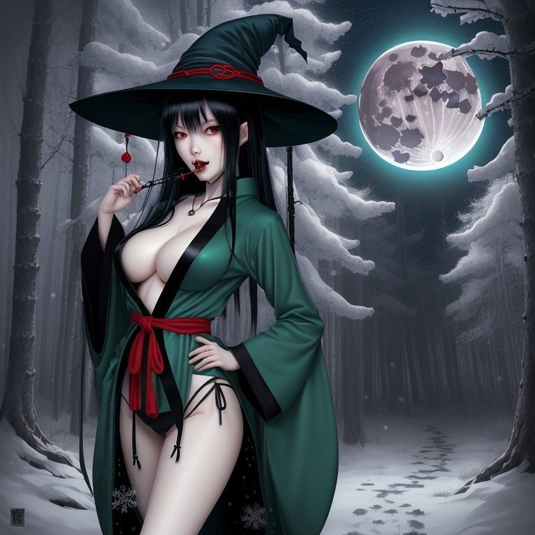 shakesquare's tweet photo. Halloween AI Witch. #stablediffusion Will be a NSFW version on my patreon page (awaiting approval #AIArtCommuity https://t.co/aBW1iQf2Rt
