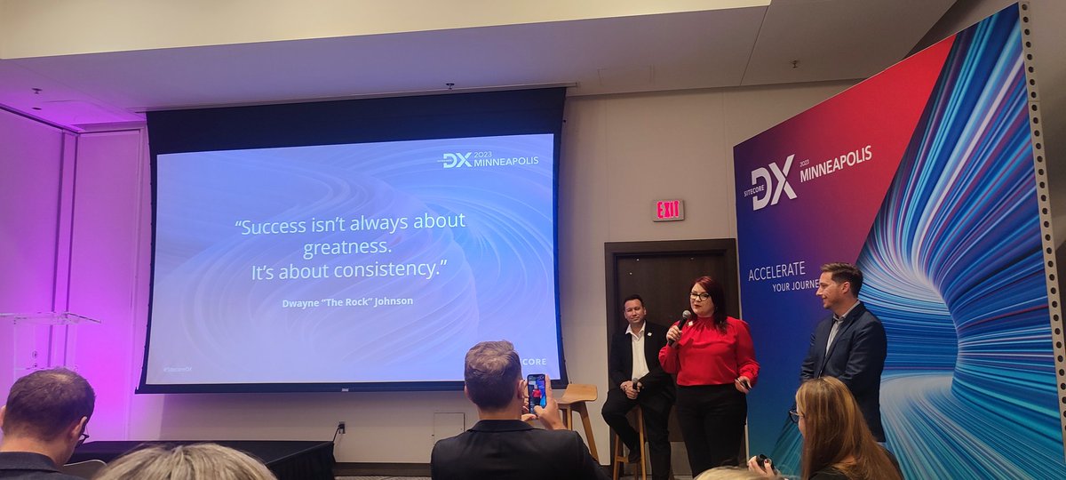 gwmoyanom's tweet image. Consistency is the key to achieve greatness for sure! The right way to start a successful presentation is to quote @TheRock. Awesome job @MJKnowsSitecore and the team on explaining about #SitecorePersonalize!

 #SitecoreDX #DXMinneapolis