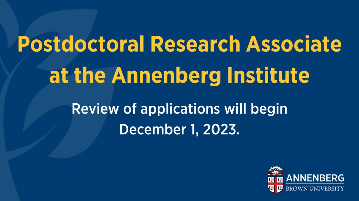 📢 New postdoc opportunity at Annenberg! The Annenberg Institute is seeking a postdoctoral research associate for a 2‐year appointment to join a diverse community of scholars committed to educational equity and improvement! More info here: annenberg.brown.edu/opportunities/…
