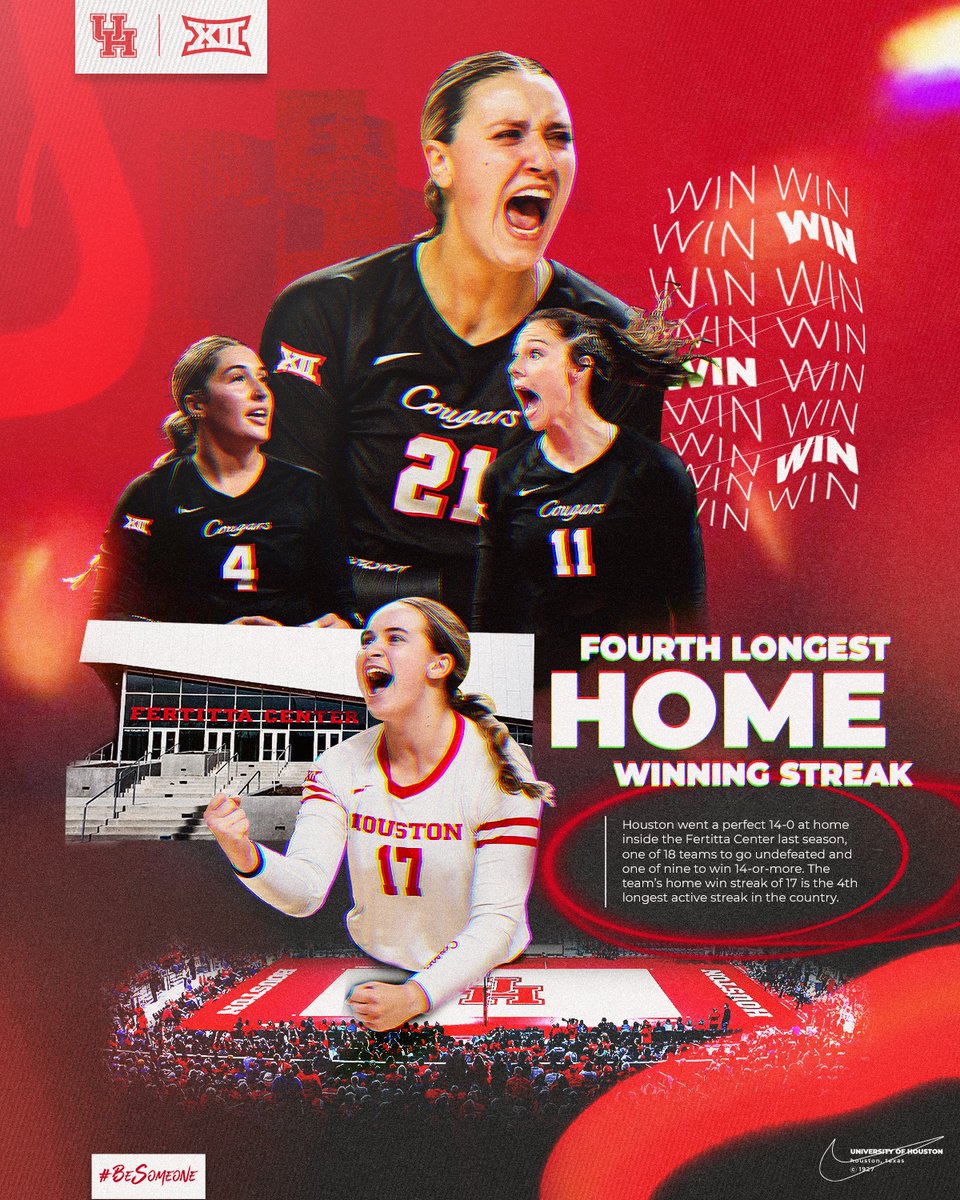 Returning to the Fertitta Center this weekend with the FOURTH longest active home winning streak in the country 👏

You won't wanna miss our <a href="/Big12Conference/">Big 12 Conference</a> home opener this weekend... 

🎟️: bit.ly/3Q3j0hm