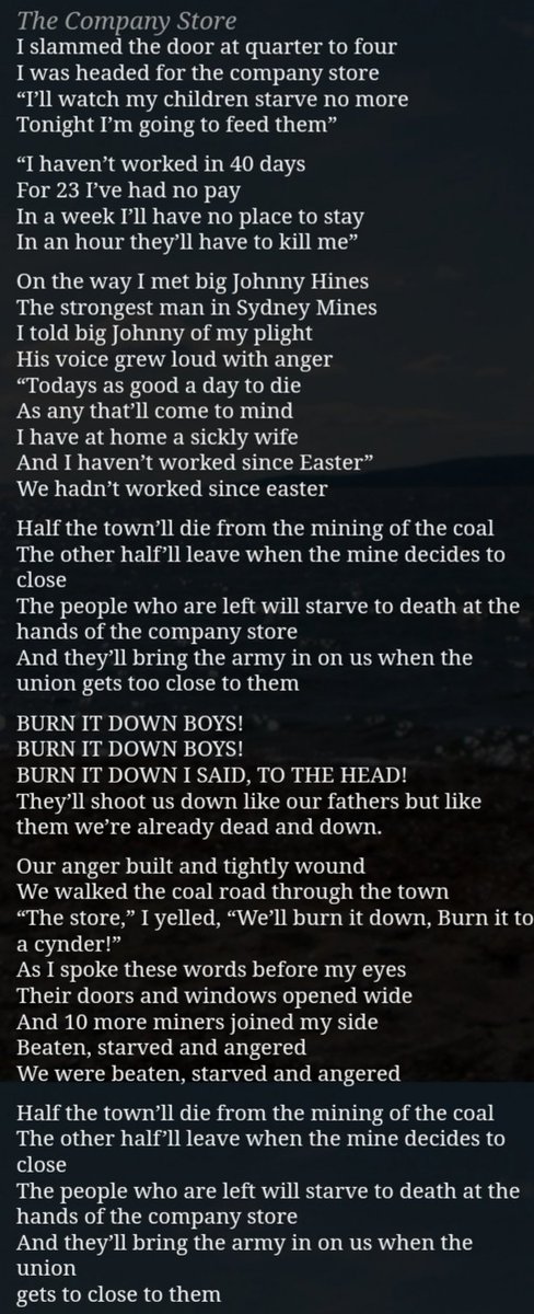 RFord333's tweet photo. @SocialistFox Company Store
Song by Greg McPherson
#LeftMusic
I slam the door at quarter to four
I was heading for the company store
I'll watch my children starve no more
Tonight I'm gonna feed them...
BURN IT DOWN, BOYS!
https://t.co/7Kx01ZnB1o https://t.co/hkMdje64vu