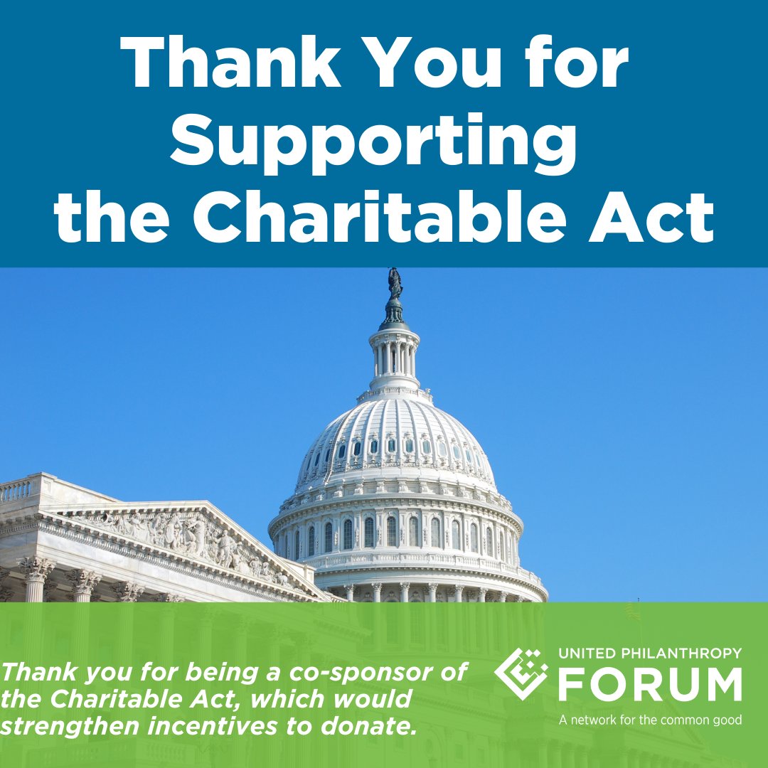 Thank you @RepDannyDavis and @RepLaHood for co-sponsoring the #CharitableAct (H.R. 3435). Attn Illinois foundations and nonprofits: Ask our other Representatives to do the same using this simple form: unitedphilforum.org/forum-advocate… #PhilanthropyDayOfAction #twill #CharitableAct