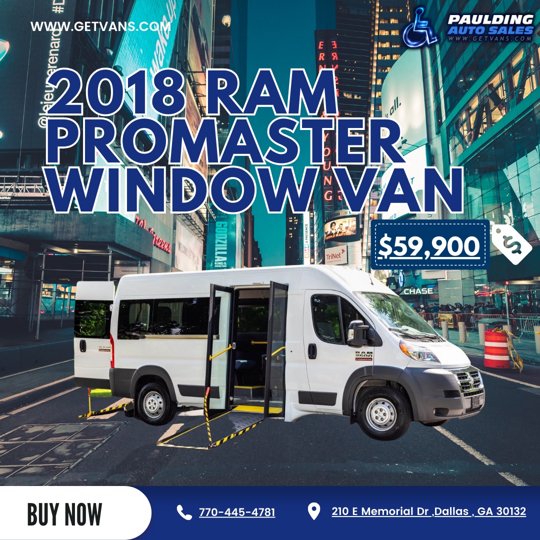 Pauldingautos's tweet image. The 2017 Ram ProMaster! This van is lightweight, narrow, and tall, providing maximum cargo and passenger volume while allowing occupants to stand upright inside.

Visit getvans.com to learn more. ♿️

#WheelchairAccessible #PauldingAutoSales #RamProMaster