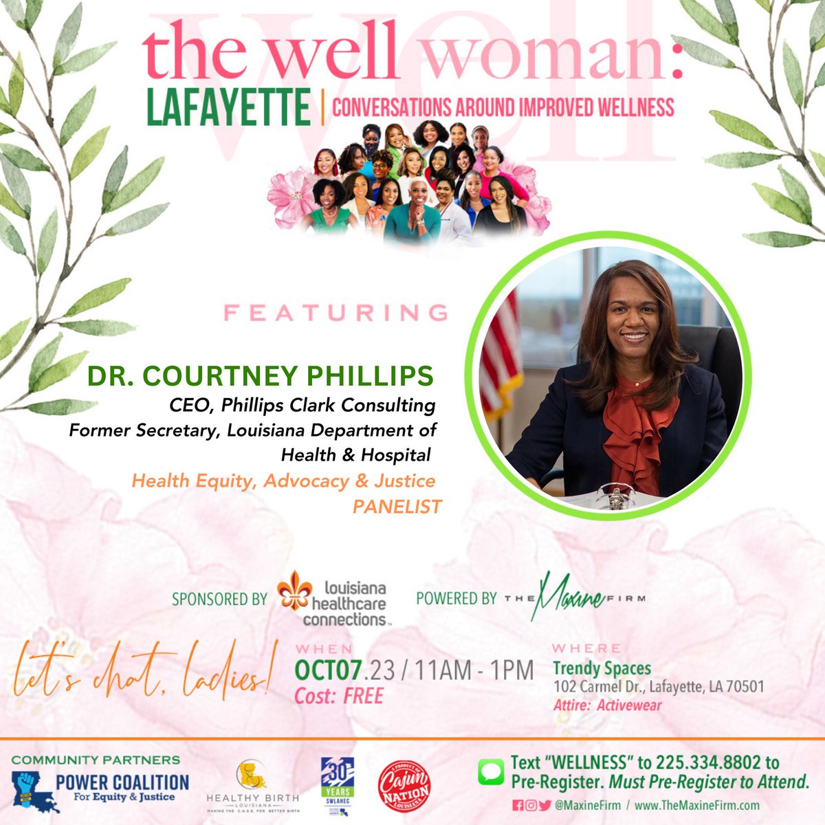 New Developments! Delighted to share that Dr. Courtney Phillips will be joining The Maxine Firm this Saturday at The Well New Woman: Lafayette🍏💫