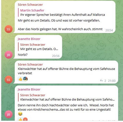 KreuzAcht's tweet photo. An der #AfD-Basis wachsen Zweifel an #Weidel| s Bedrohungsstory; und man ist verärgert, dass Kleinwächter die Presse in Weidels Sinn belogen hat.

"Aber das Norbi gelogen hat, W. wahrscheinlich auch, stimmt."

 (aus der AfD-Chatgruppe "Bundesvorstandswahlen") https://t.co/9qVYlp9gZF