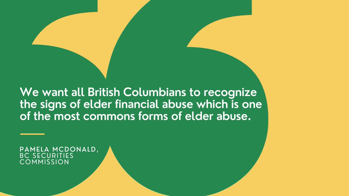 See our newest blog post: "Preventing Financial Abuse: Role of the BC Securities Commission" featuring the BC SecuritiesCommission's Pamela McDonald, who explains the different avenues one can take to prevent #financialabuse in our article: t.ly/pkxiR