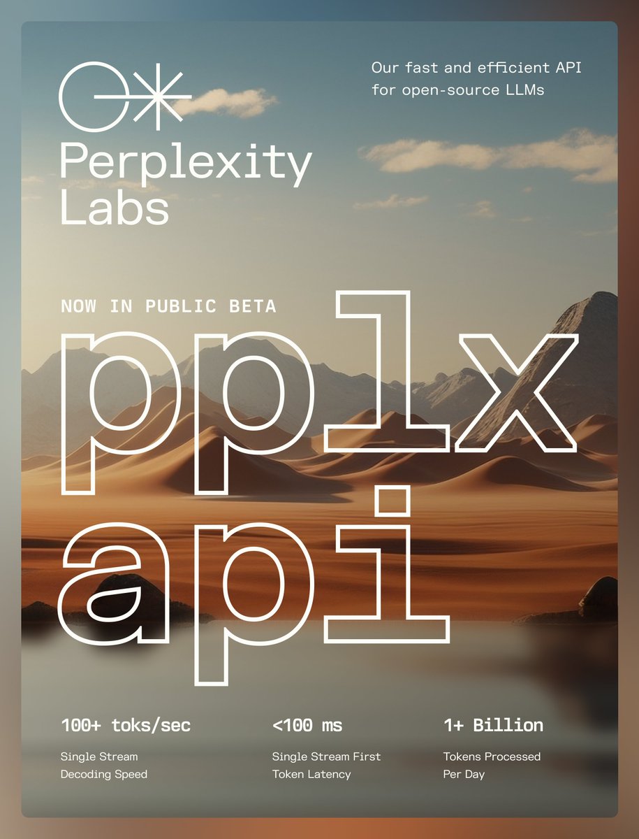 perplexity_ai's tweet image. Introducing pplx-api, our LLM API which serves Mistral and Llama2 models with blazing speed and throughput. pplx-api is in public beta for our Pro subscribers!

We partnered with @nvidia and @awscloud to build our proprietary inference. Learn more: pplx.ai/introducing-pp…