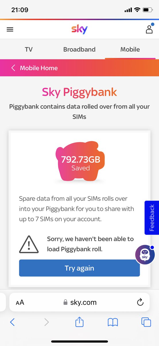 lynzzzh's tweet photo. Why can I not access the piggy bank again! Haven’t been able to get through to anyone. Your service is shocking!#skymobile https://t.co/uMvLdiILYO
