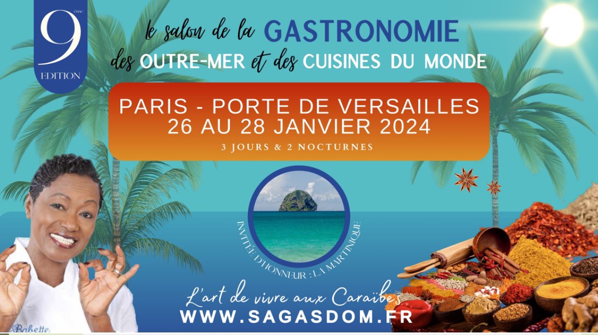 Babette de Rozières aux fourneaux de la 9e édition du Salon de la gastronomie des #OutreMer du 26 au 28 janvier, à la Porte de Versailles (RP <a href="/PatrickMoyse/">Patrick Moyse</a>)