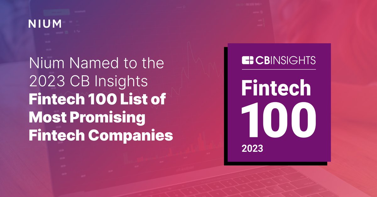 We’re thrilled to announce that @CBinsights named @Nium to its sixth-annual Fintech 100 ranking showcasing the 100 most promising private fintech companies of 2023, our fourth year in a row! Read more: bit.ly/46zeJrw