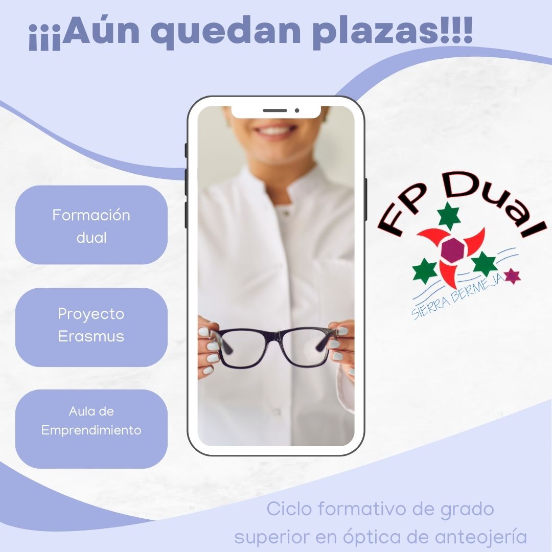 EN el Ciclo Superior de Óptica de Anteojería aún nos quedan plazas. Ven directamente a nuestro centro si quieres inscribirte.