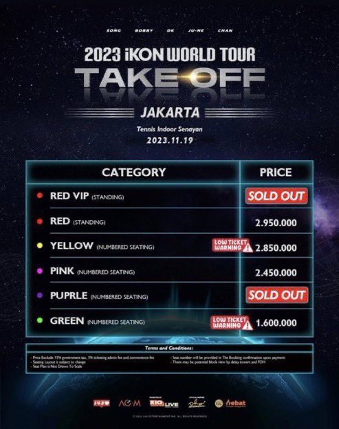 WTS For sale Dijual tiket 2023 iKON World Tour - Take Off in Jakarta, 19 November 2023 
Red (Standing) Category, queue number 800an, harga asli Rp 3.651.818 
Karena 1 orangnya gak jadi nonton 
#iKONTakeOffinJakarta #iKONinJakarta #kiglive #JualTiketiKON #TiketiKON