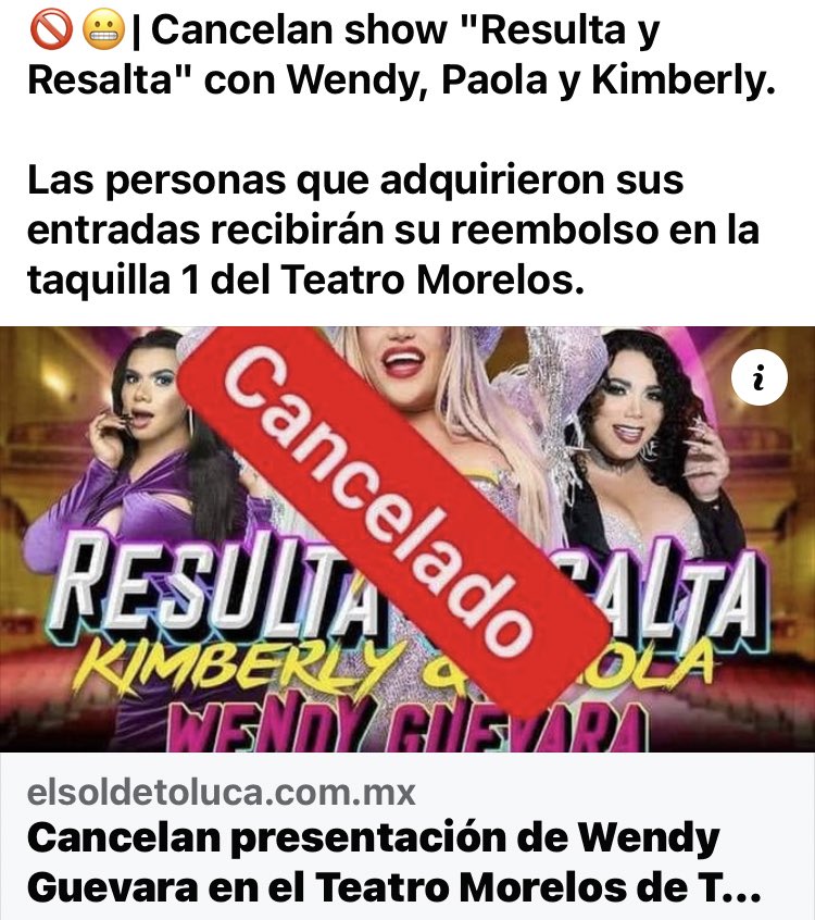 FarandulaAqui's tweet photo. Pues #ResultayResalta que #WendyGuevara está cancelando shows por baja venta de boletos! Ya ven la realidad es muyyy diferente a lo que ven en la tv! 🤷🏻♂️ #NiModerrimo https://t.co/OjsXUNerNK