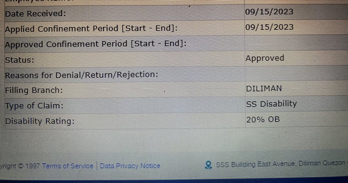 JRDA1995's tweet photo. nag reflect na sa SSS ko ung sa medical info approved siya sa claim info wla pa hehe, WAITING parin
#sssdisabilityclaim https://t.co/rqK5sMds0h