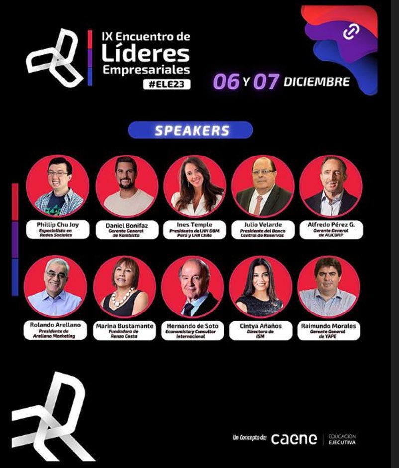 Una gran iniciativa para el desarrollo de la educación que reúne desinteresadamente a los principales líderes del país para formar generaciones exitosas! Muchas gracias! 
#ELE23 IX Encuentro de Líderes Empresariales