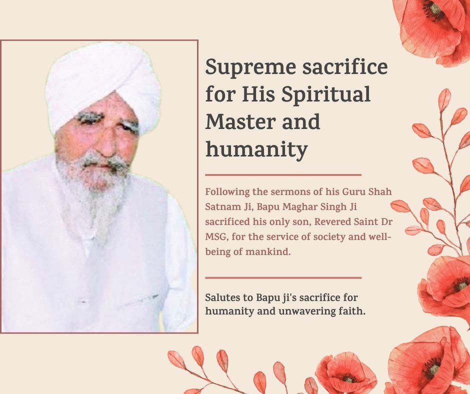 a_disciple777's tweet photo. Heartfelt Tribute to most respected Bapu Maghar Singh Ji.His contributions nd sacrifices for  society will inspire the generations to come.
#ParmarthiDiwas 

Saint Gurmeet Ram Rahim Singh Ji https://t.co/aD5cwRQZyg