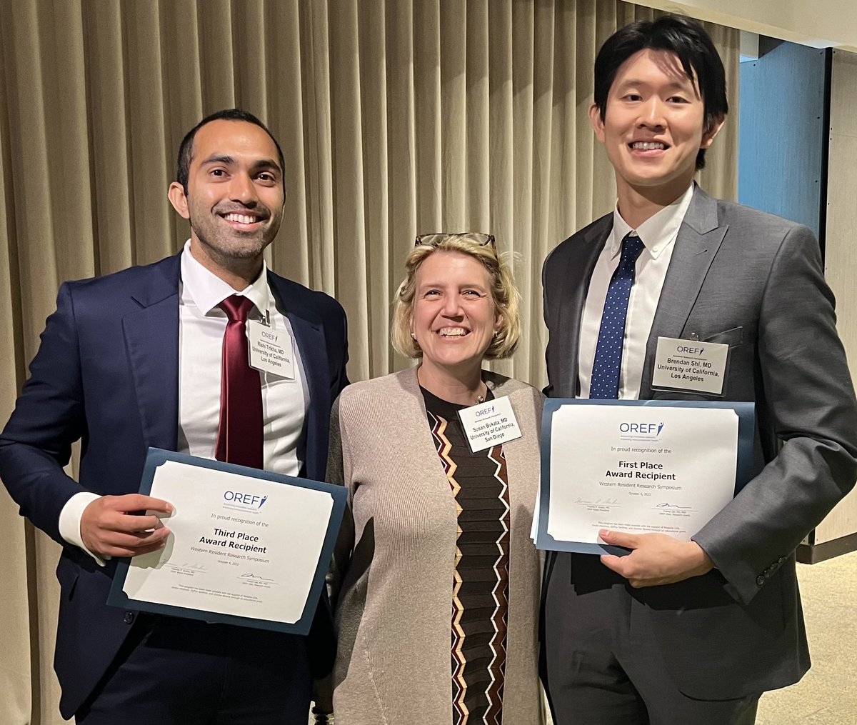 Congratulations to the OREF Central West Resident Research Symposium winners including UCLA’s very own Brendan Shi, MD and Rishi Trikha, MD!