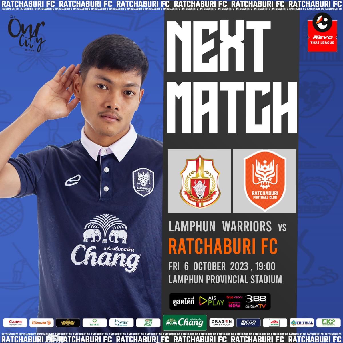 TheDragonianFC's tweet photo. [Next match]

🏆 Thai League 2023/24
⚽️ Matchday 7
🤝 Lamphun Warriors vs Ratchaburi FC
📆 Friday, October 6th
⌚ 7.00 PM
🏟️ Lamphun Stadium
#ThaiLeague #LPWRvRBFC https://t.co/44iJ5bxWvR