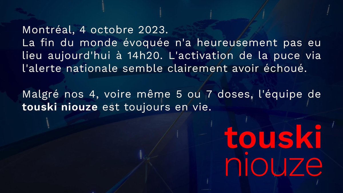 Ouf!
#touskiniouze #touskitv #findumonde