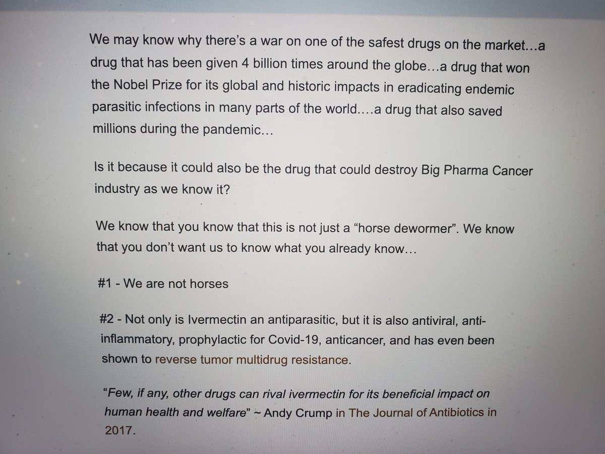 Knew it. I said this well over a year ago. How many times did I tell people to search the NIH site for 'ivermectin and cancer' & then read the many the peer reviewed papers? #Ivermectin kills tumors. And cancer. @AprilHunter