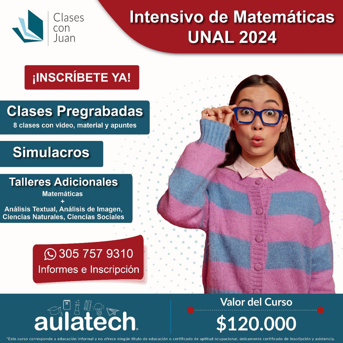 clasesconjuan's tweet photo. 🧮¿Sientes que te falta mejorar tus habilidades matemáticas?
🏅¡Nuestro curso intensivo PreUNAL es la oportunidad perfecta para hacerlo!
Inscríbete ya 📲 3057579310
#preUNAL #educaciónvirtual #clasesvirtuales #matemáticasUNAL #estudiarmatemáticas #preuniversitario https://t.co/S2rZLlCA3J