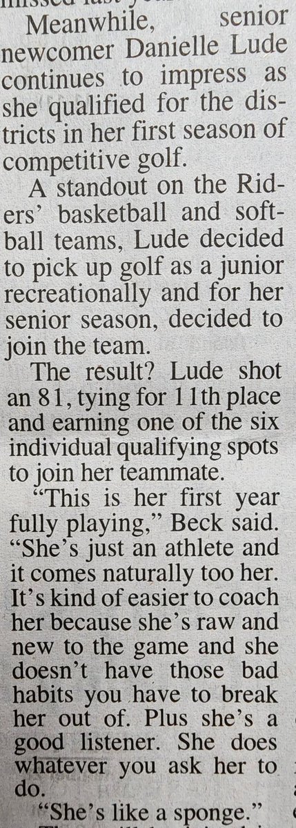 I had a really great write up in the paper. I’m proud that I was able to secure a qualifying spot at districts.
