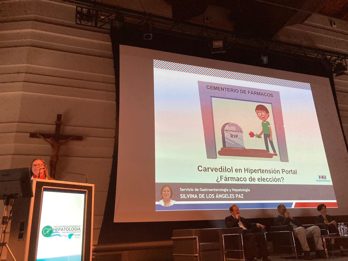 Despidiendo a propranolol, carvedilol es hoy el fármaco de elección en hipertensión portal, gracias por la invitación <a href="/SAHEpatologia/">Sociedad Argentina de Hepatologia</a>