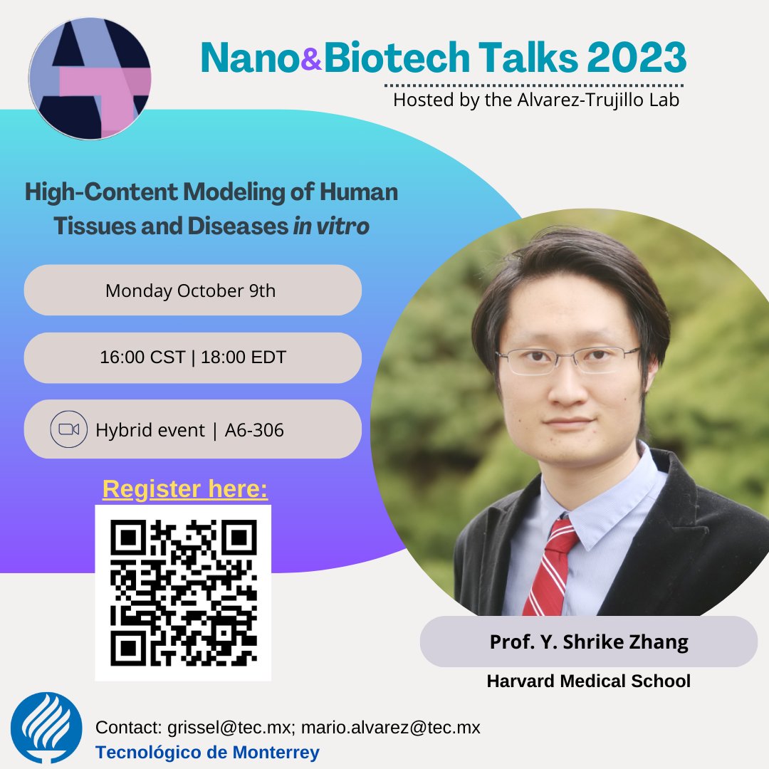 Proud to host @shrikezhang at the the Nano&biotech talks 2023!!! 🤩 Don't miss the opportunity to learn from one of the world's leaders in organs-on-a-chip. Register here 👉 forms.gle/7LrxotKF8V7M1A…