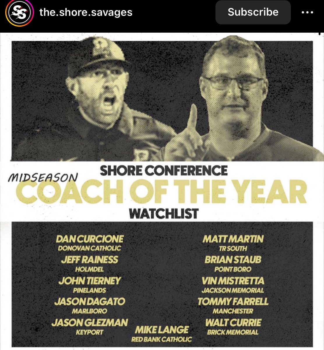 Coach Tommy Farrell (@coachtfarrell) on Twitter photo Truly humbled to be on a list with such amazing coaches and even better men! Thank you for the recognition <a href="/theshoresavages/">The Shore Savages</a>.
This is a testament to my entire staff and young men that compete in between the lines. Truly humbled to be on a list with such amazing coaches and even better men! Thank you for the recognition <a href="/theshoresavages/">The Shore Savages</a>.
This is a testament to my entire staff and young men that compete in between the lines.