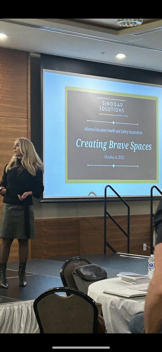 Ending the day with our keynote speaker Dr. Johanna Pagonis SINOGAP Solutions presenting on creating brave spaces… yes this is relative to safety in our workplaces. <a href="/AlbertaEHSA/">Alberta Education Health and Safety Association</a>