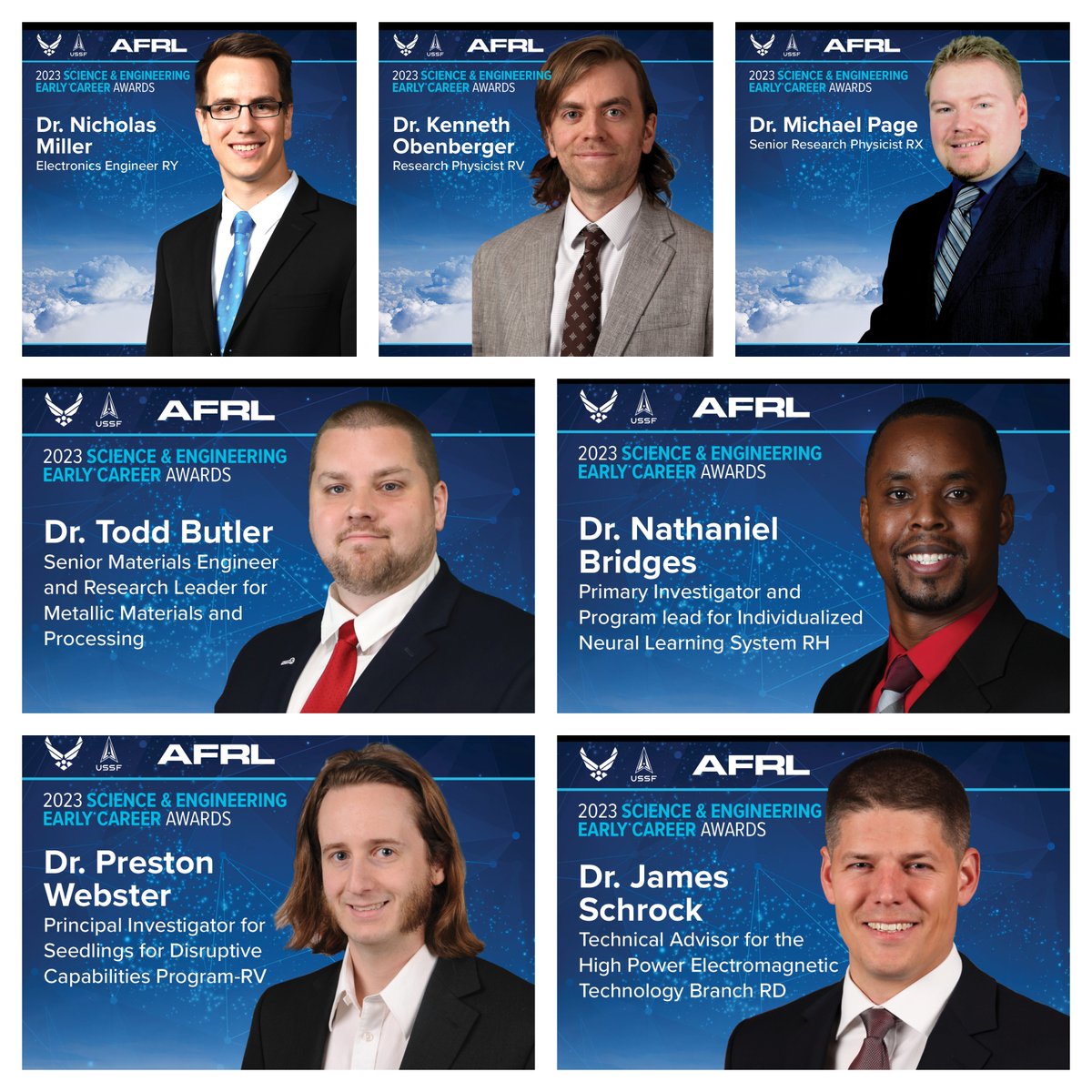 AFResearchLab's tweet photo. Join us in congratulating this year's Fellows and Early Career Award Winners. πππ
Stay tuned each Wednesday as we dive into each awardee's background and current work over the next few months.
#AFResearchLab | #AFRLFellows | #AFRLECAs https://t.co/iS4i8j5Pi4