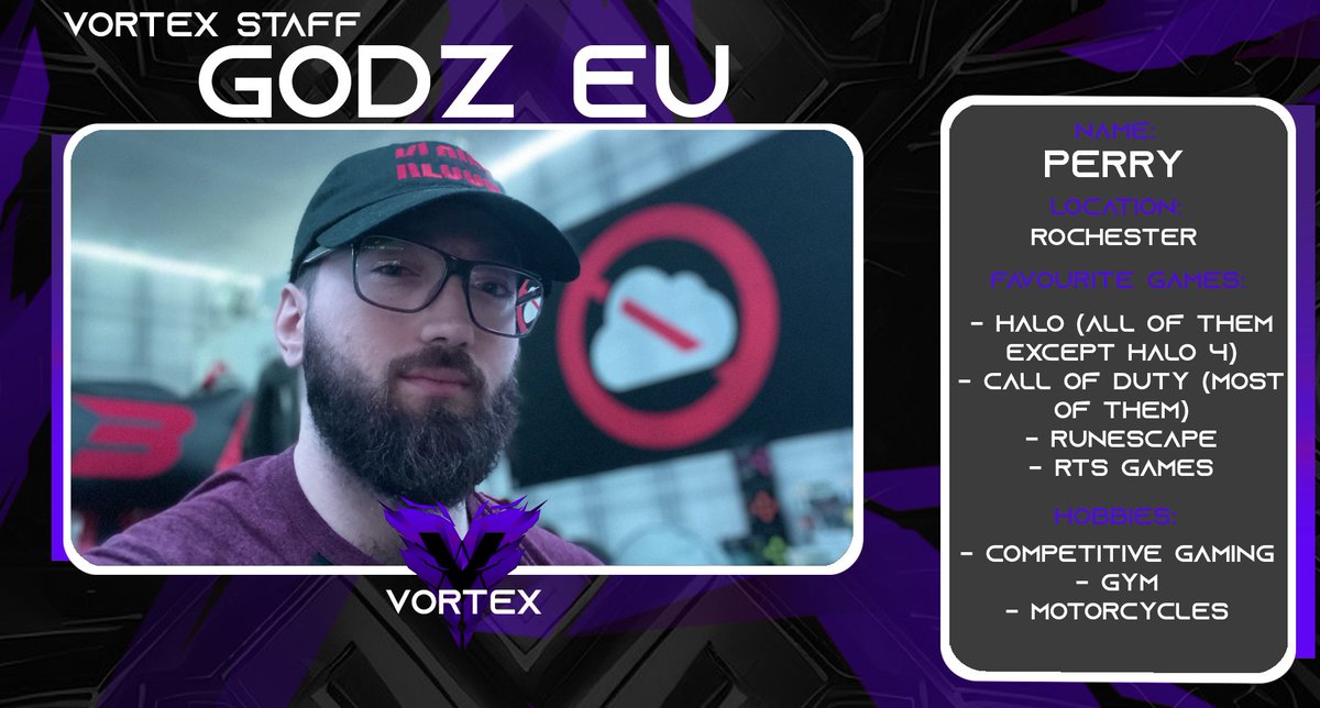 VORTEX Gaming have an interactive and engaging Staff Team... Meet one of our Discord Administrators, <a href="/GoDz_EU/">Cloudnone</a> 

We are currently recruiting Staff for 'Game Management' Roles within #Halo #CallofDuty #VALORANT #Fortnite. 

If you are interested, please comment to let us know!