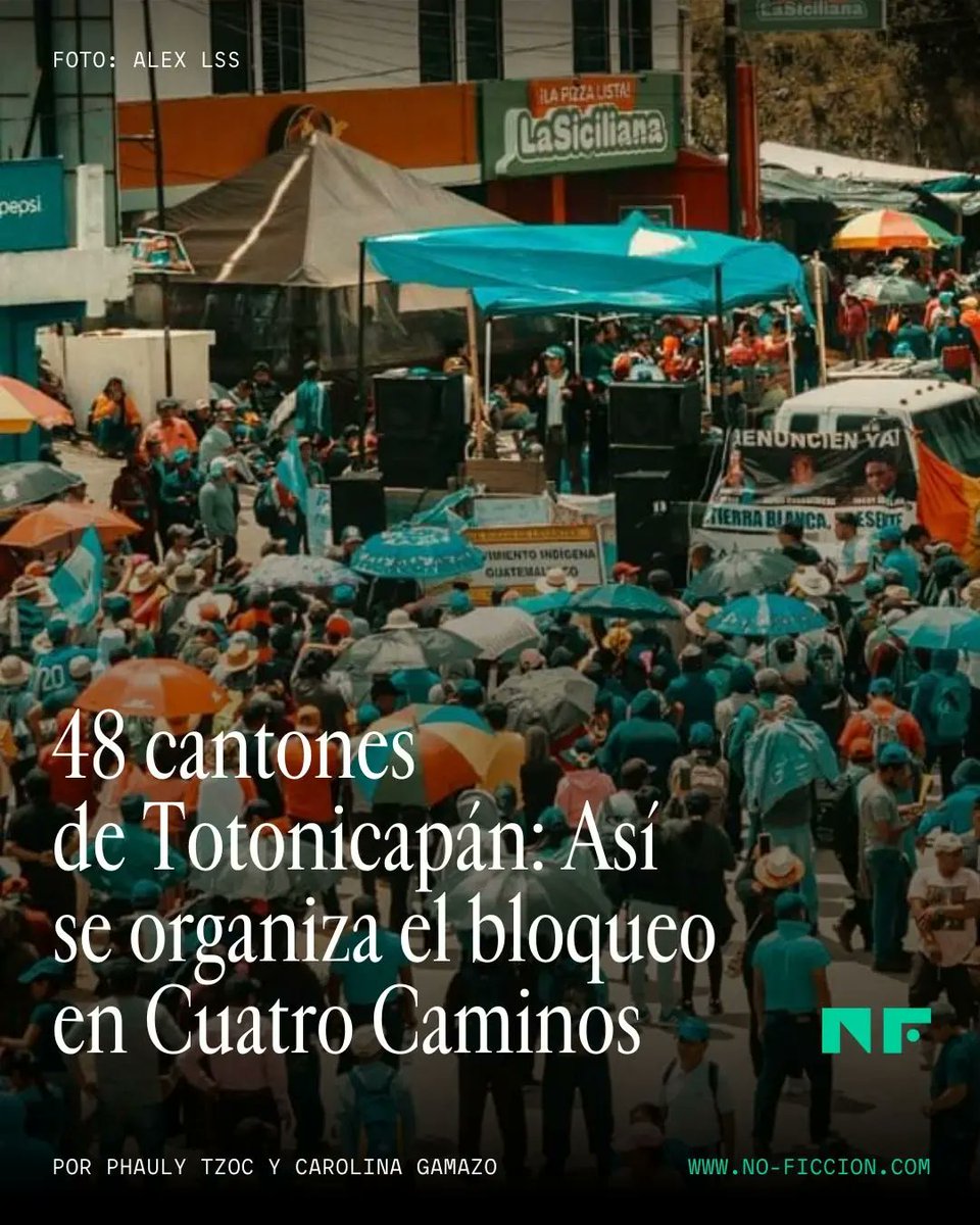 noficciongt's tweet photo. #ParoNacional Cuatro Caminos, en la ruta Interamericana, es el punto principal de bloqueo, convocado por la organización ancestral 48 cantones de Totonicapán. Aquí te contamos cómo organizaron la protesta que hoy va por su tercer día. 

Por @PhaulyC y @carolina_gamazo https://t.co/vJeya8bTOm