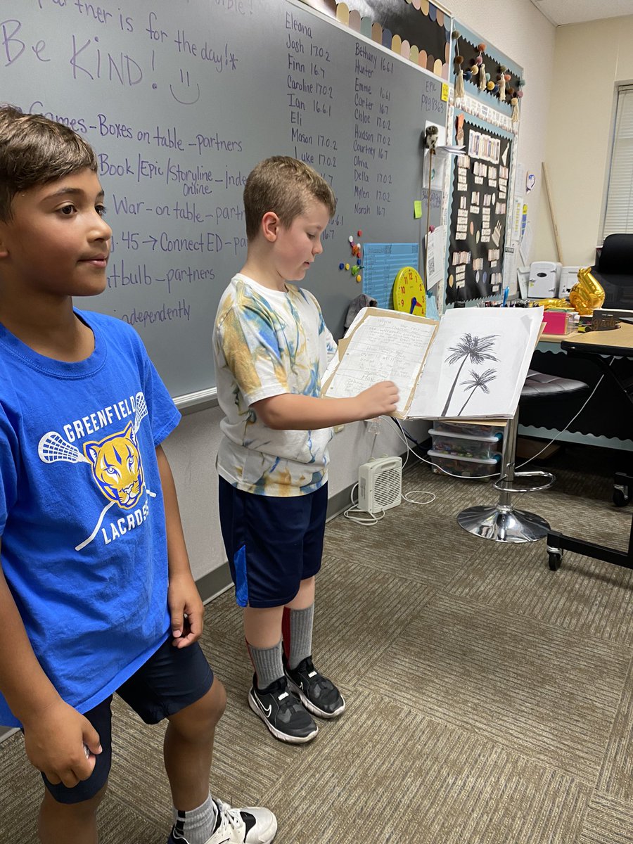 #GeniusHour is such a great way to build student engagement, creativity, and agency! Today I learned about dinosaurs, robots, the first baseball bats, and the first coloring book! Way to go! <a href="/Thirdgrade143/">Mandy King</a> #1GC