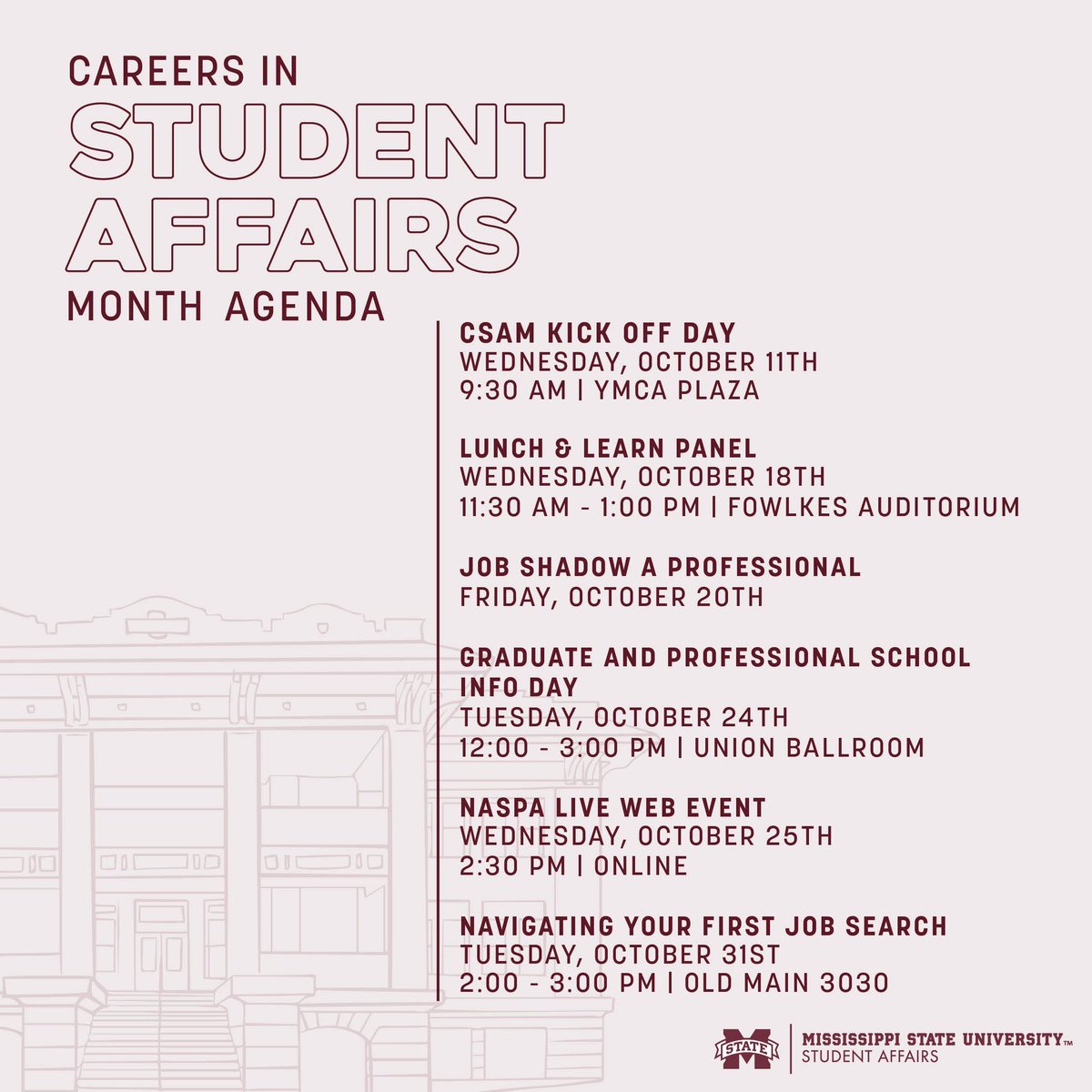 DrReginaHyatt's tweet image. I am excited about our upcoming programs for Careers in Student Affairs Month! I could have never predicted the incredible opportunities and wonderful students &amp;amp; colleagues I’ve worked with during my career. Join us over the next few weeks to learn more! #HailState #CSAM23