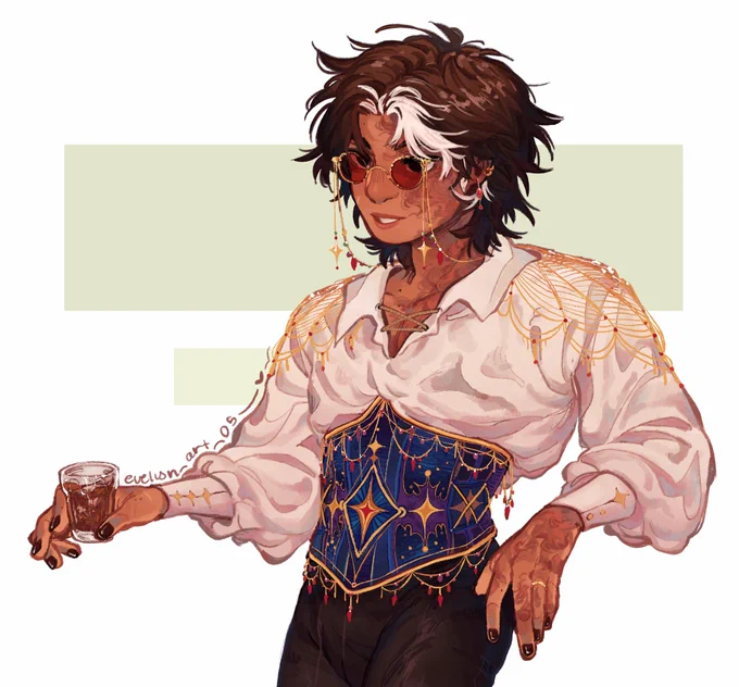 got a corset design idea everyone say thank u to Kal for trying it on 