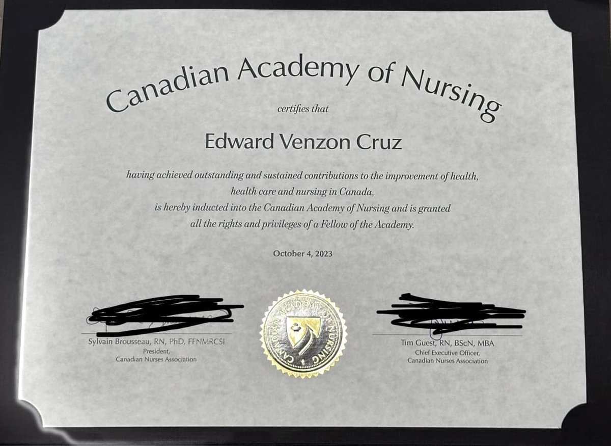 EdwardVCruz's tweet photo. Officially inducted Fellow of the Canadian Academy of Nursing, Class of 2023! Thank you once again,
@GStrudRN &amp; @prof_melmasri! #PinoyIEN #FCAN #FilipinoNurse @RNAO @INIG_RNAO @UWindsor @UWinNursing  https://t.co/l1oYcPNn56 https://t.co/LBkBujraSh