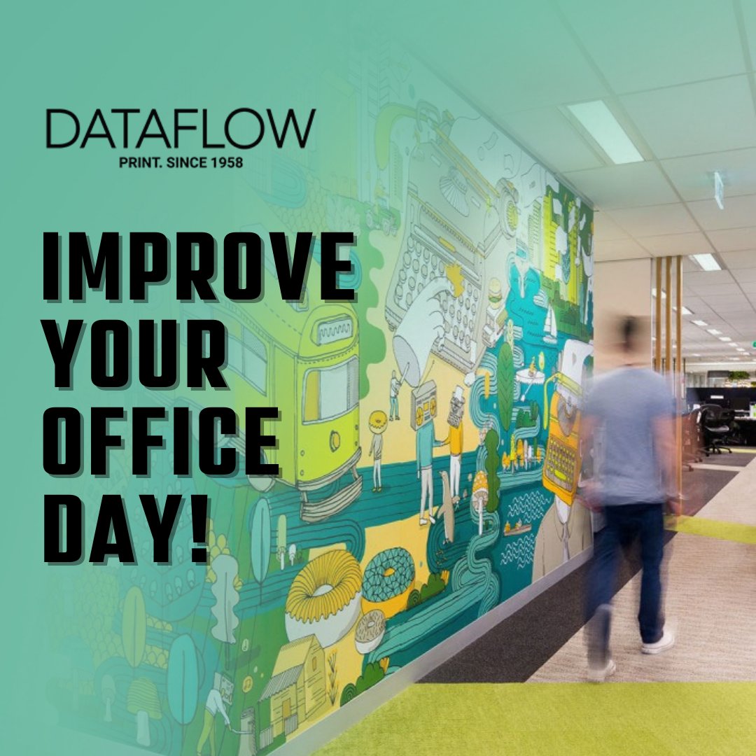 goDataflow's tweet photo. Today marks "Improve Your Office Day"! It's the perfect time to transform your office space into a fresh and inviting environment.

#godataflow #improveyouroffice #visualadvertisment #upstatenyadvertisement #marketingmaterials #wallgraphics #floorgraphics https://t.co/QHVNeM08xw
