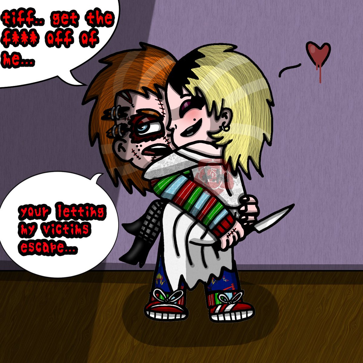 Fmartist249's tweet photo. Plz bring chiffany  back don 🙏we need chiffany 💚💙 #Chucky #chuckyarmy #tiffanyvalentine #chiffany @RealDonMancini @SYFY @ChuckyIsReal @JenniferTilly https://t.co/osMtPusrAn