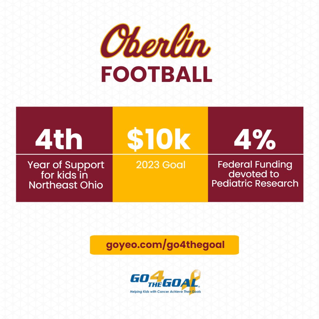 year 4 
big new goal 

DONATE in honor of your favorite Yeoman &amp; help us support families fighting pediatric cancer 

goyeo.com/Go4theGoal