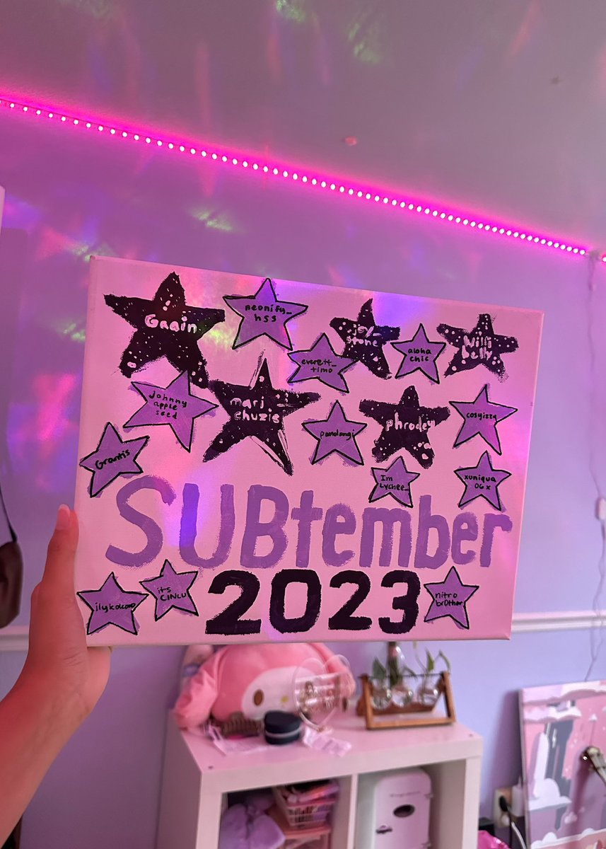 forgot to share on twitter but i finished the SUBtember Stars painting!! ty for everyone who participated🥹💜🌟