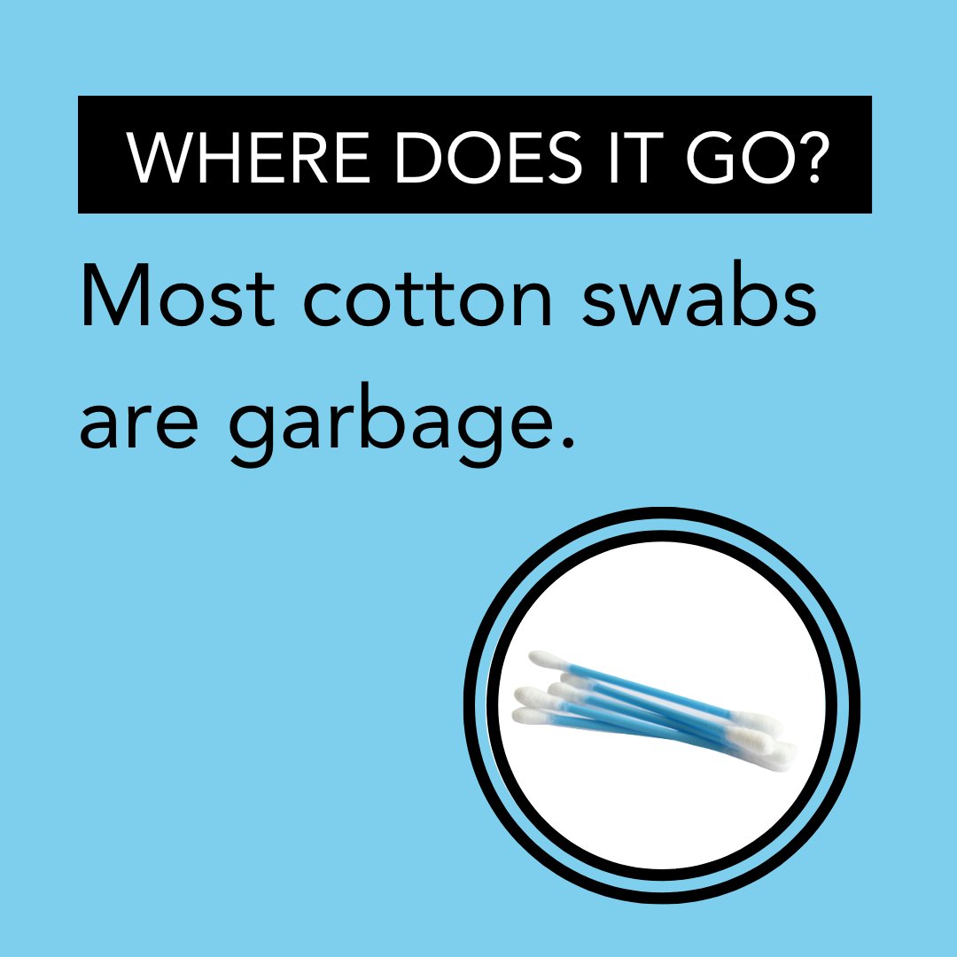 RecologyKC's tweet photo. Plastic or white cotton swabs are garbage. Bamboo or wood cotton swabs are compostable! ♻️  #WDIGW https://t.co/ScbJP7RqjC