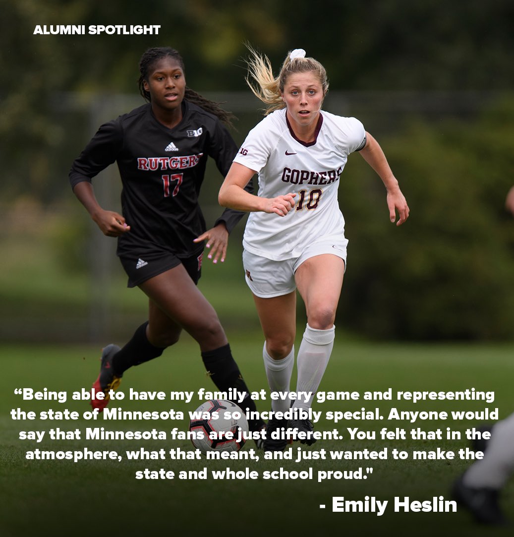 GopherSoccer's tweet photo. In 2016, @EmilyHeslin7 scored the game-winning goal to win the Big Ten Tournament Championship after winning the Big Ten regular season. 

Check out her Alumni Spotlight below!👇

🗞️  https://t.co/eCfyMkQ3rF

#ThisIsHome | #Gophers〽️ https://t.co/ZkPMs9YMI7