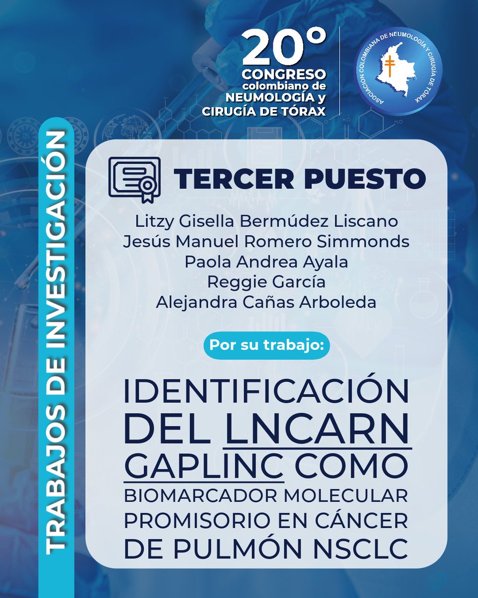 ¡Felicidades a los ganadores de la convocatoria de trabajos de investigación en el 20° Congreso Colombiano de Neumología y Cirugía de Tórax! Su dedicación a la ciencia es inspiradora y contribuye al avance de la salud pulmonar en Colombia. #Neumología #InvestigaciónMédica